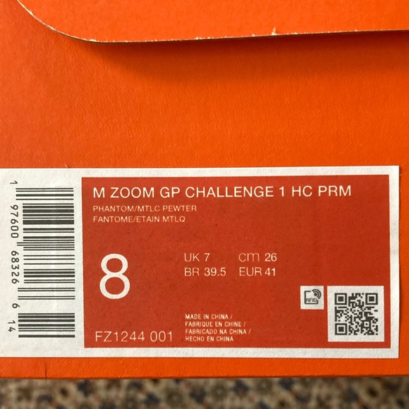 Nike Zoom GP Challenge 1 HC PRM - Men’s 8 Phantom/Metallic Pewter (NEW IN BOX) - Picture 6 of 6